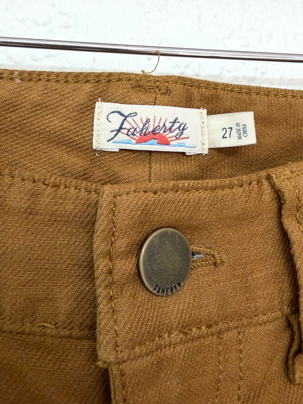 FAHERTY soft stretch flared pants / mustard high waist casual trousers / 27 - Picture 5 of 8